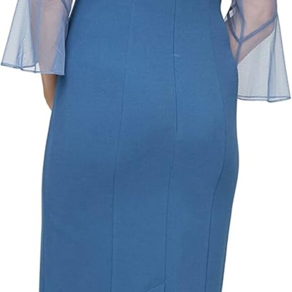 Womens Short Shift Cocktail Dress with Embellished Illusion Detail, Wedding Gues - Picture 2 of 4